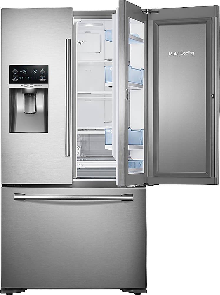 Samsung - 36 in. Wide 23 Cu. Ft. Counter Depth 3-Door Refrigerator with Food ShowCase - Stainless Steel