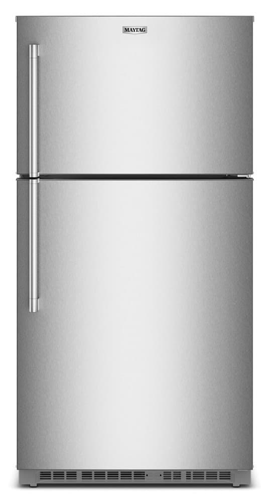 Maytag - 33 in. Wide 21 cu. ft. Top-Freezer Refrigerator with Factory-Installed Ice Maker - Fingerprint-Resistant Stainless Finish