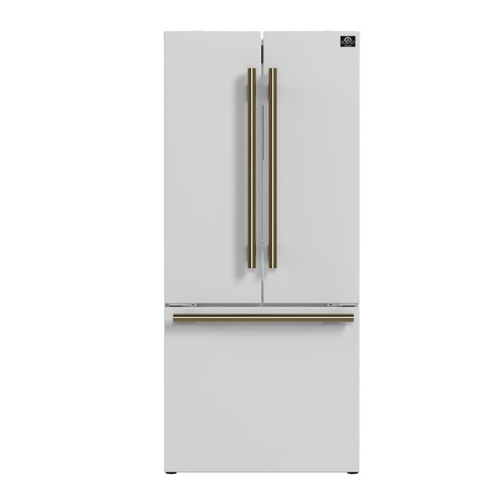 Forno Appliances - 34 in. Wide Gallipoli 17.5 Cu. Ft. Freestanding French Door Refrigerator - White