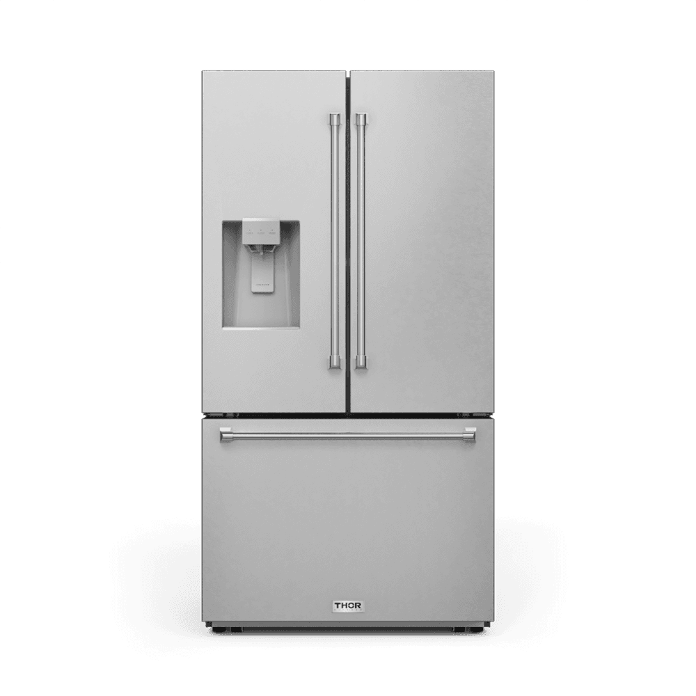 Thor Kitchen - 36 in. Wide 28.9 Cu. Ft. Full Depth French Door Refrigerator With Water Dispenser and Dual Ice Maker - Stainless Steel