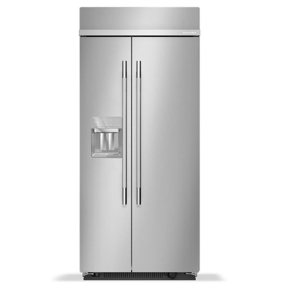 KitchenAid - 36 in. Wide 20.8 cu. ft. Built-In Side-by-Side Refrigerator with Exterior Water and Ice Dispenser - Stainless Steel