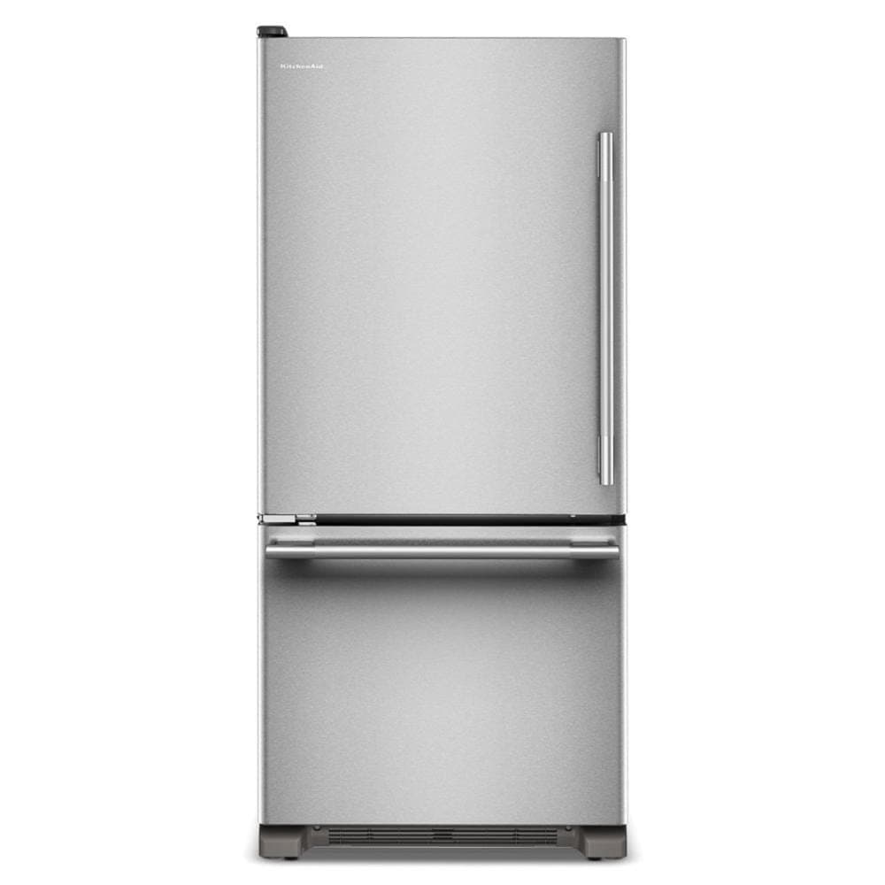 KitchenAid - 19 Cu. Ft. 30-Inch Standard-Depth Bottom Mount Refrigerator with Left Door Swing - Stainless Steel