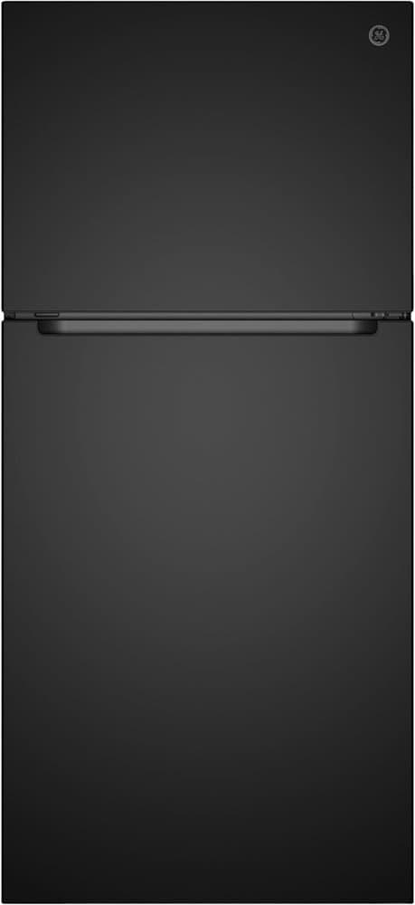 GE - 30 in. Wide 21 Cu. Ft. Freestanding Garage Ready Top Freezer Refrigerator with Bright LED Lighting - Black