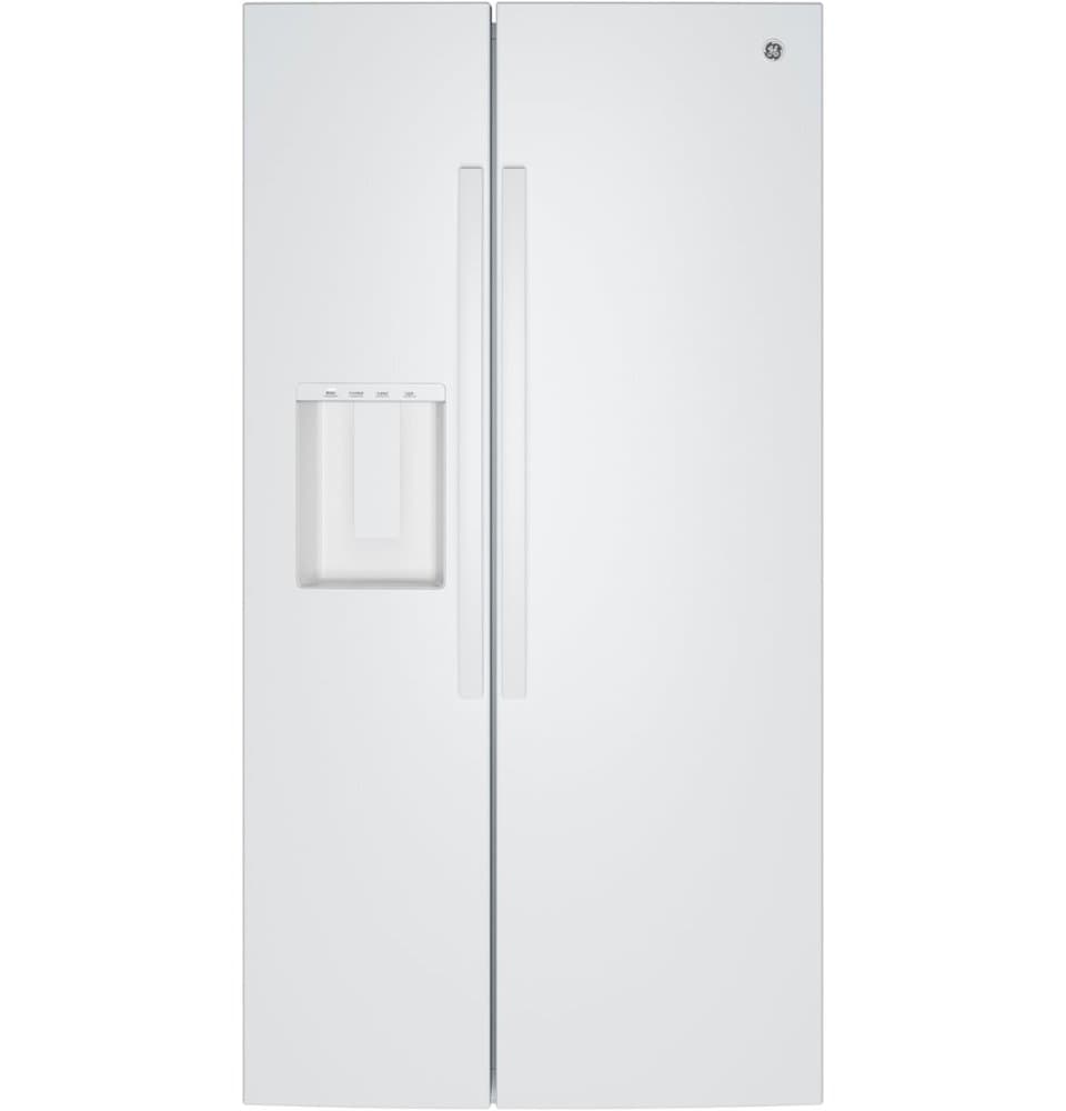 GE - 36 in. Wide 27.9 Cu. Ft. Side-By-Side Refrigerator with Extra Tall Dispenser and In-Door Icemaker - White
