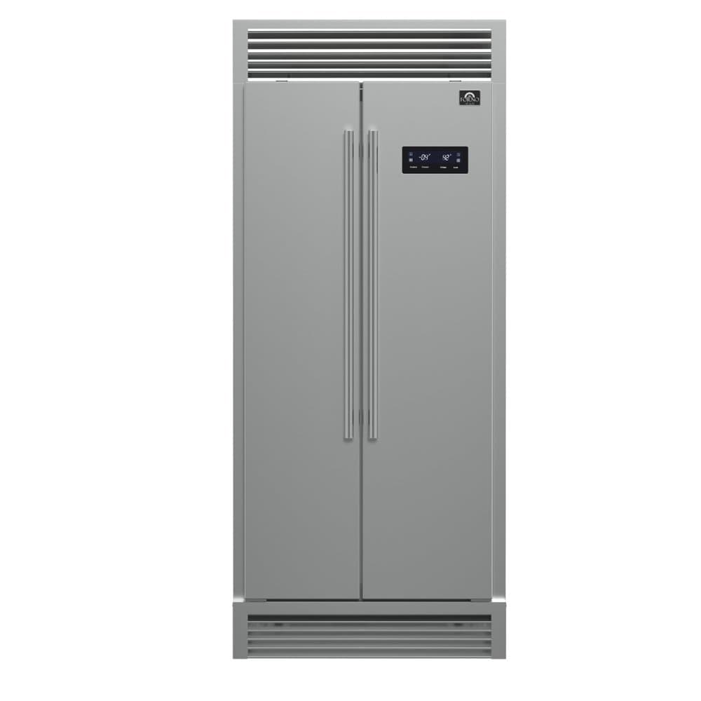 Forno Appliances - 37 in. Wide Salerno 15.6 Cu. Ft. Counter-Depth Side-by-Side Refrigerator with Decorative Grill Trim - Stainless Steel VCM