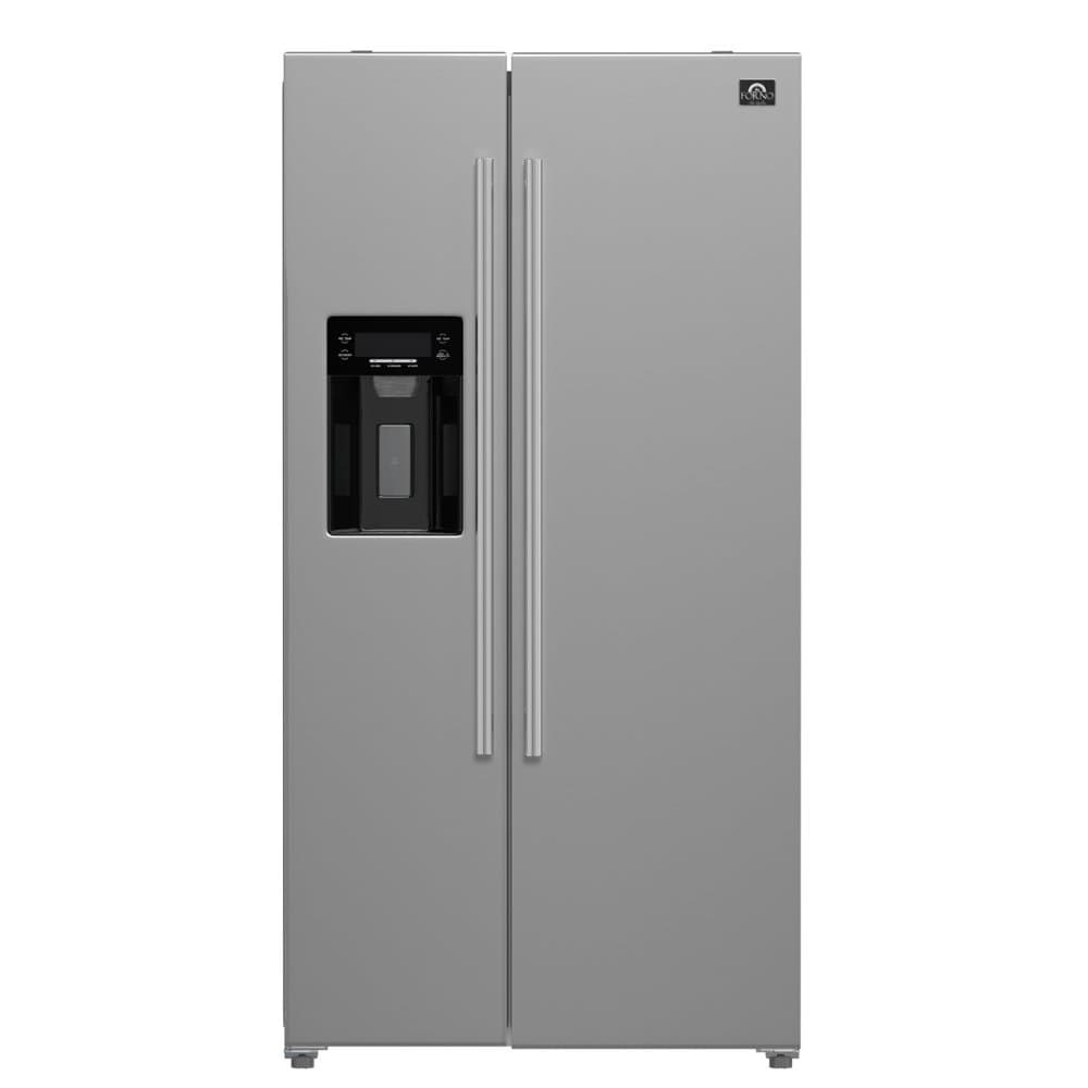 Forno Appliances - 40 in. Wide Salerno 20 Cu. Ft. Side-by-Side Built-In Refrigerator with Water and Ice Dispenser - Stainless Steel