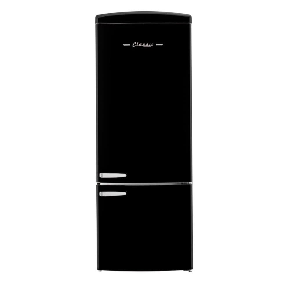 Unique Appliances - 28 in. Wide Classic Retro 16.7 cu.ft Bottom Freezer Counter Depth Refrigerator - Midnight Black