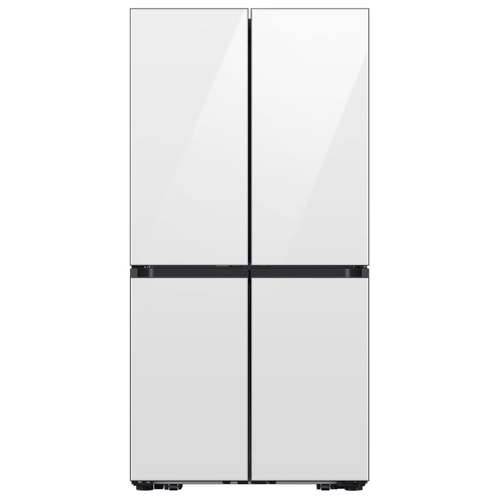 Samsung - 35 in. Wide Bespoke 22 cu. ft. Counter Depth 4-Door French Door Refrigerator with Zero Clearance Fit - White Glass