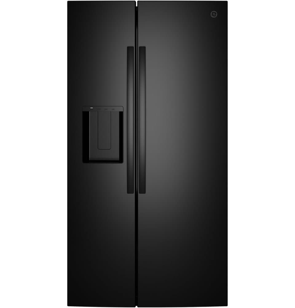 GE - 36 in. Wide 27.9 Cu. Ft. Side-By-Side Refrigerator with Extra Tall Dispenser and In-Door Icemaker - Black