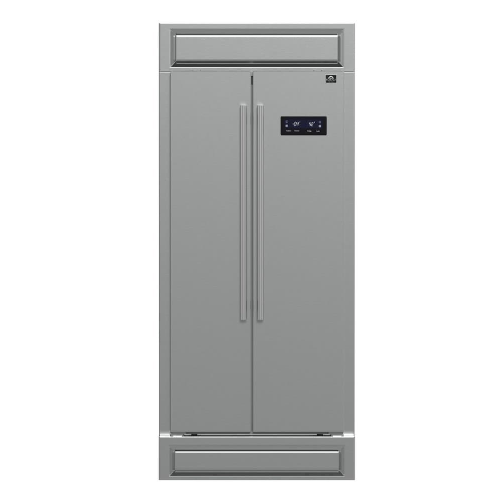 Forno Appliances - 37 in. Wide Salerno 15.6 Cu. Ft. Built-In Side-by-Side Refrigerator with Spill-proof Shelves - Stainless Steel VCM