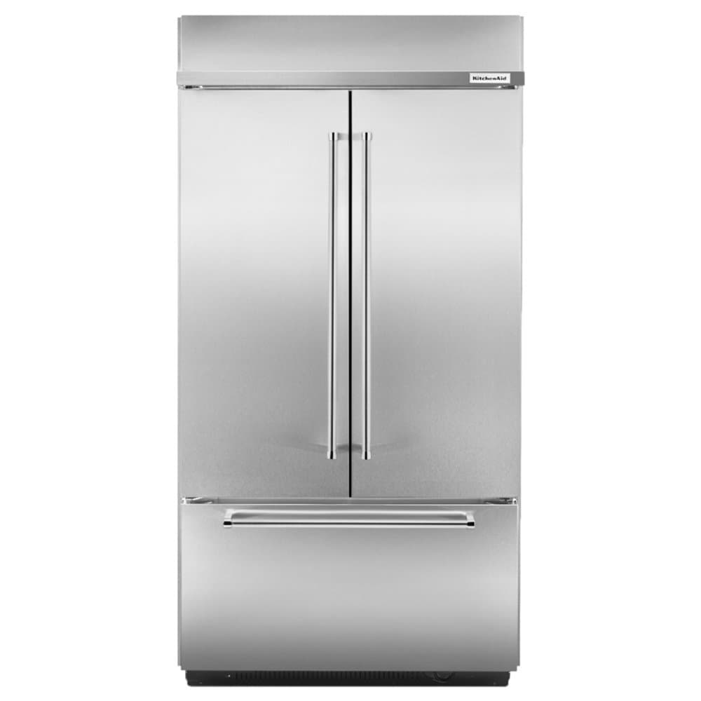KitchenAid - 24 in. Wide 24.2 cu. ft. Built-In Stainless French Door Refrigerator with Platinum Interior Design - Stainless Steel