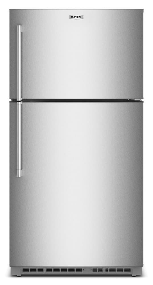 Maytag - 33 in. Wide 21 cu. ft. Top-Freezer Refrigerator with Garage Mode - Fingerprint-Resistant Stainless Finish