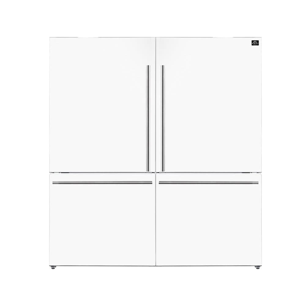 Forno Appliances - 60 in. Wide Milano 34.4 Cu. Ft. Freestanding Dual Bottom Freezer Refrigerator - White