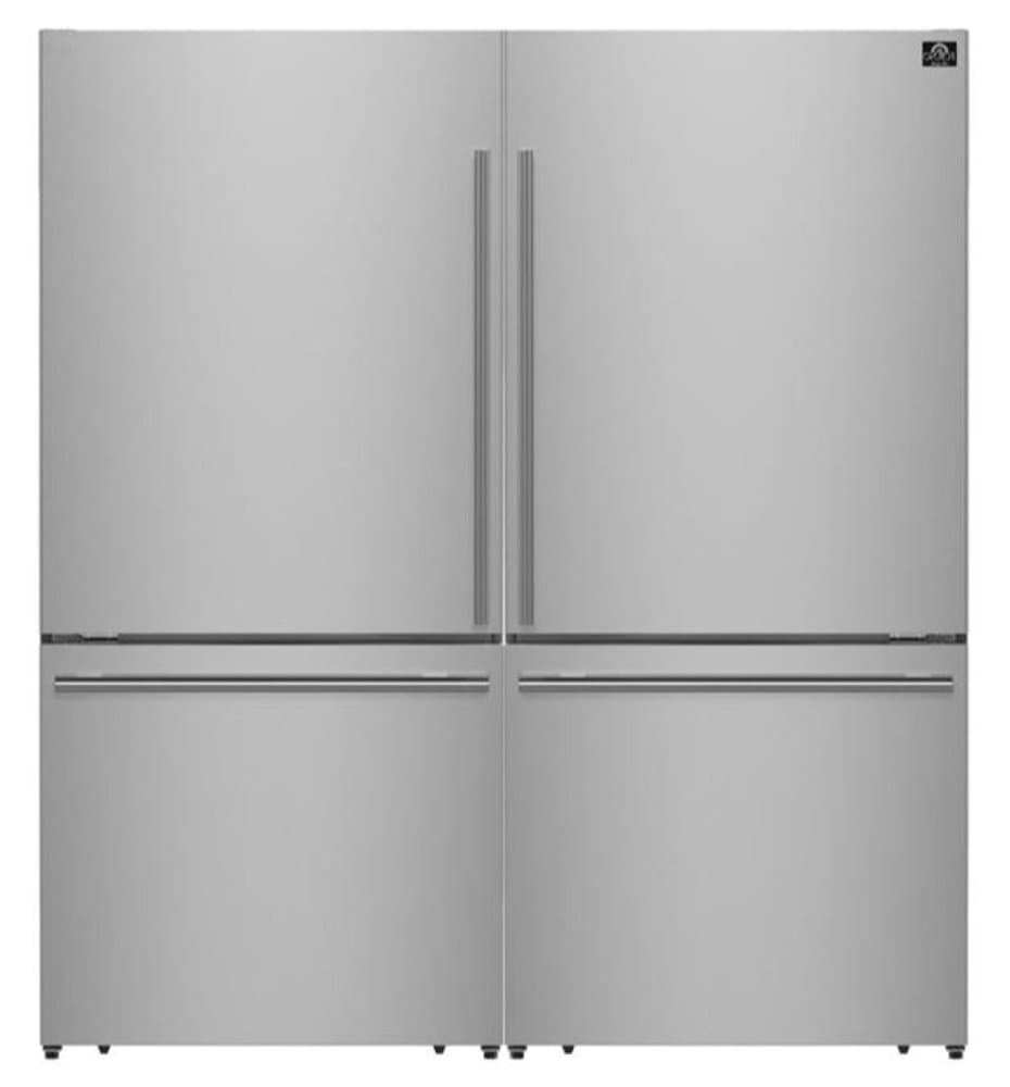 Forno Appliances - 60 in. Wide Milano 34.4 Cu. Ft. Freestanding Dual Bottom Freezer Refrigerator - Stainless Steel